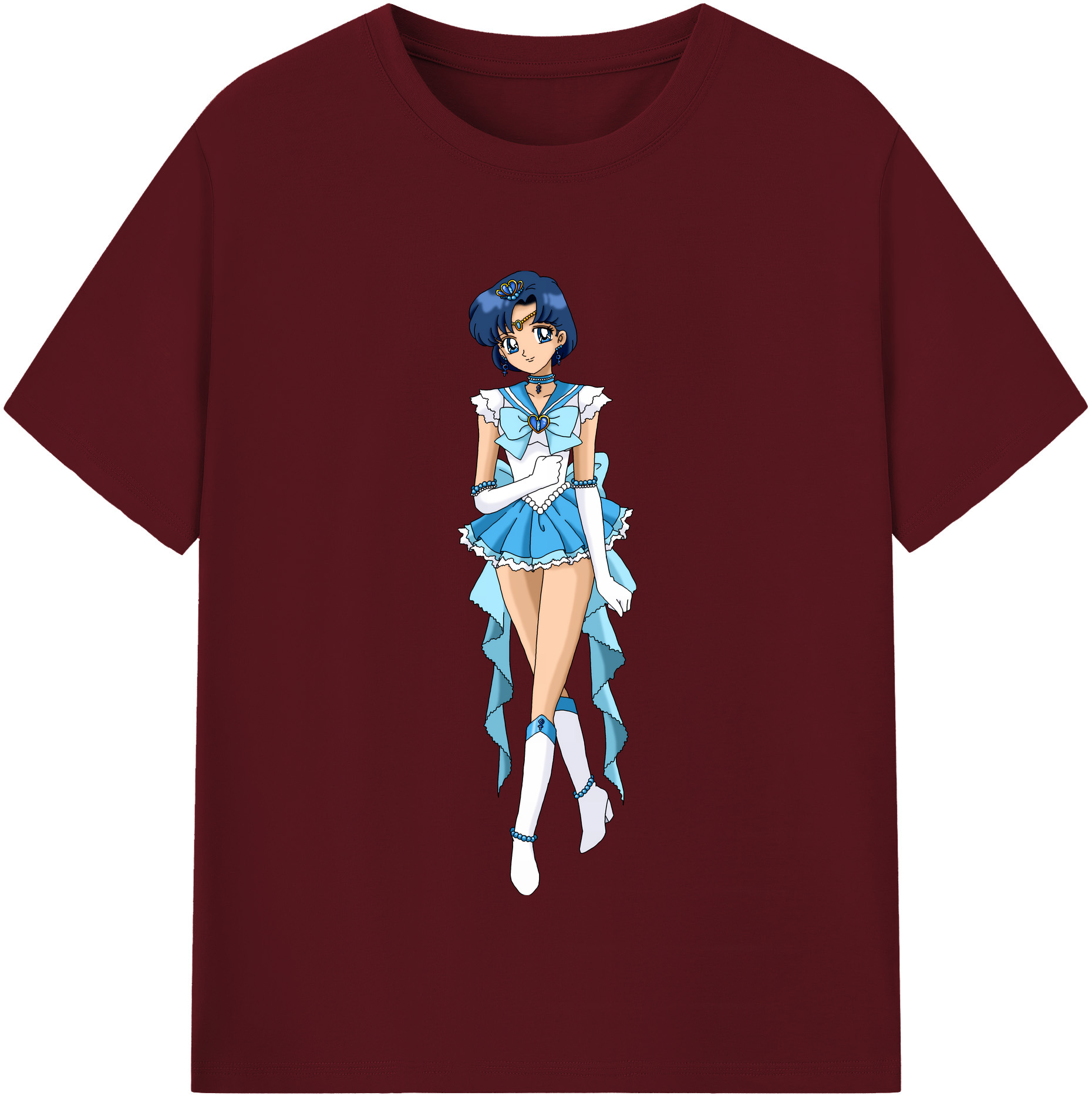 （画像用） 美少女戦士セーラームーン 水野 亜美 みずの あみ Sailor Moon Mizuno Ami 綿100％半袖Tシャツ（フロントプリント）